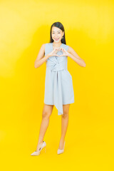 Portrait beautiful young asian woman smile with action