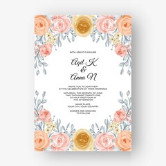 Beautiful rose frame background for wedding invitation with soft pastel color