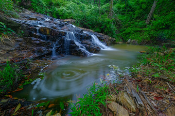 Beauty hidden waterfall in asian forest