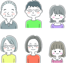 三世代家族の上半身