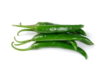 Big green chili isolated on a white background