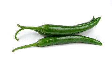 Big green chili isolated on a white background
