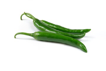 Big green chili isolated on a white background