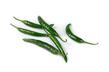 Big green chili isolated on a white background