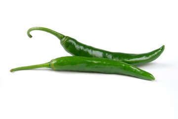 Big green chili isolated on a white background