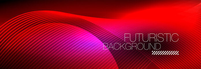 Abstract neon glowing light in the dark with waves. Shiny magic energy and motion concept, vector abstract wallpaper background