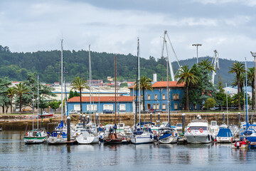 Fototapeta na wymiar Boats moored in old port of Ferrol, Galicia, Spain