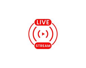 Button for broadcasting, livestream or online stream. Template for TV, online channel, live news, social media