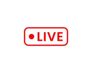Live-streaming sticker, Online stream. Play button. Social network sign. Vector illustration