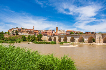 Panoramic view of historical city Tordesillas in Valladolid, Castilla y León, Spain - obrazy, fototapety, plakaty