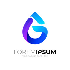 G logo and drop design template, 3d style icon