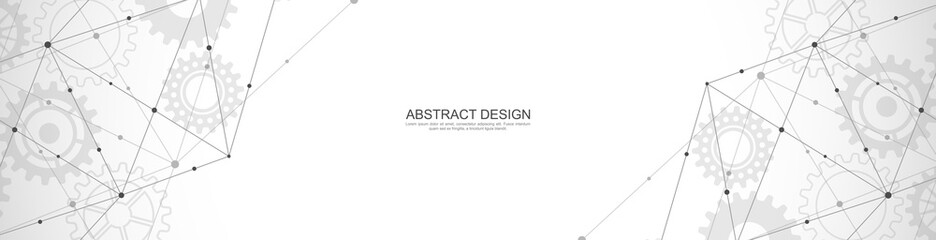 Website header or banner design with abstract polygonal background and connecting dots and lines. Global network connection. Digital technology with plexus background and space for your text