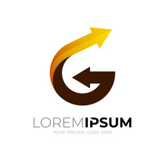 Letter G logo and arrow design combination, simple style