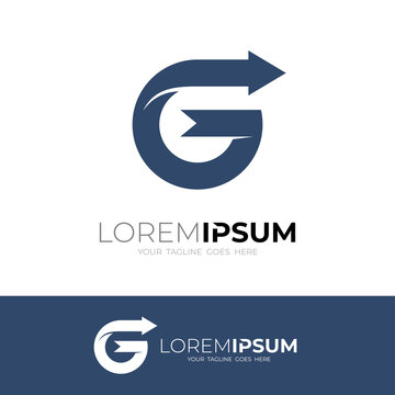 Simple G logo and arrow design combination, simple style