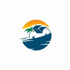 design logo creative beach and house