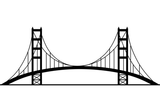 Fototapeta Golden gate bridge silhouette. Vector illustration.