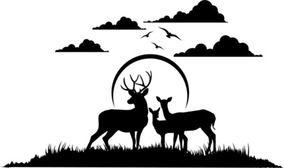 silhouette of a deer, deers family
