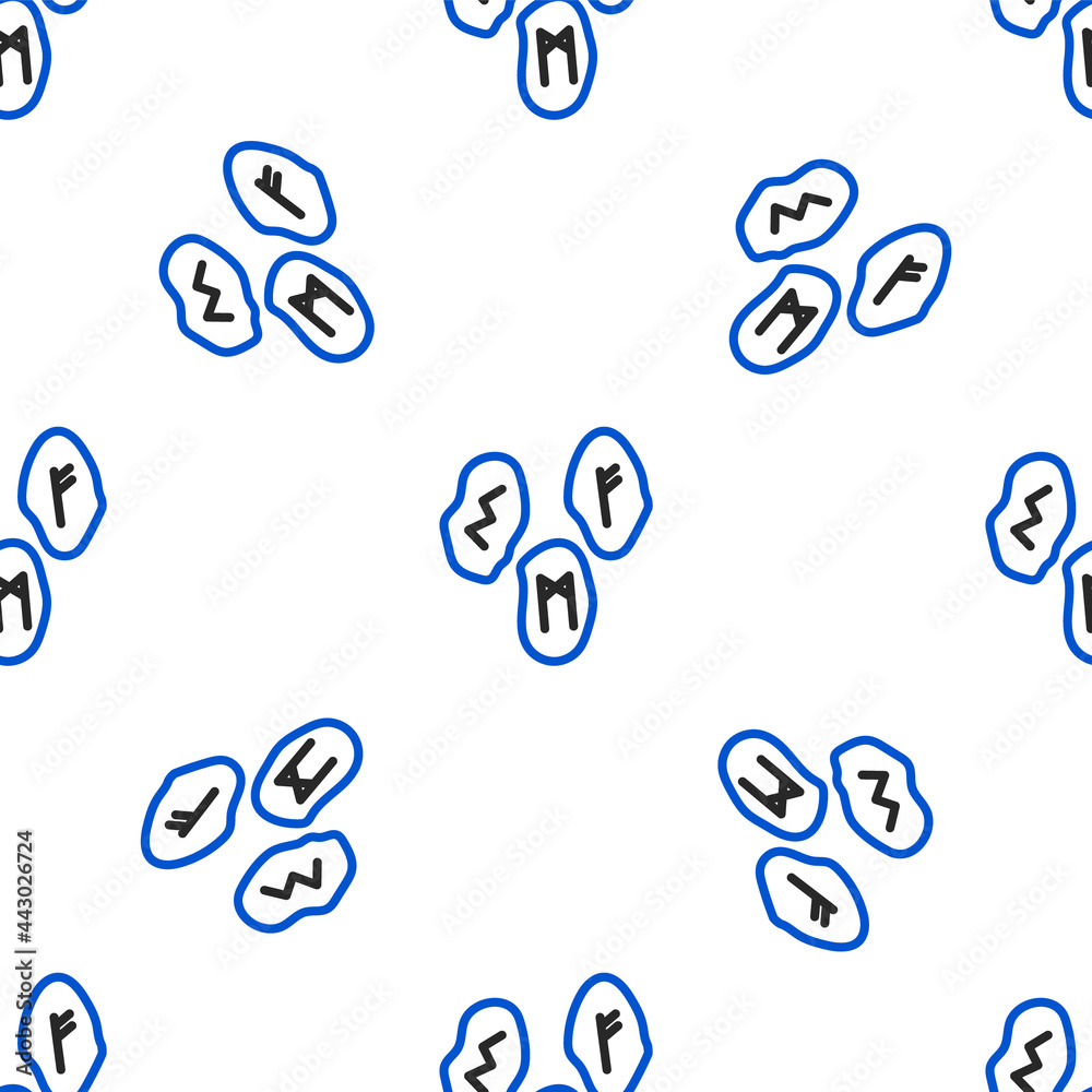 Poster line magic runes icon isolated seamless pattern on white background. colorful outline concept. vecto