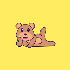 Obraz premium Cute bear lying down. Animal cartoon concept isolated. Can used for t-shirt, greeting card, invitation card or mascot. Flat Cartoon Style