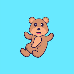 Cute bear is flying. Animal cartoon concept isolated. Can used for t-shirt, greeting card, invitation card or mascot. Flat Cartoon Style