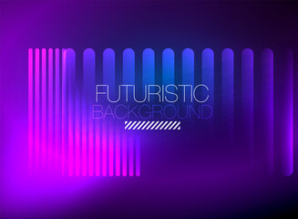 Bright neon color techno abstract background, shiny glowing neon lines in the dark background