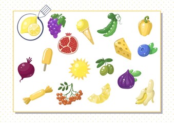 Circle yellow color. Kindergarten worksheet to help children strengthen his visual discrimination skills. Melon.