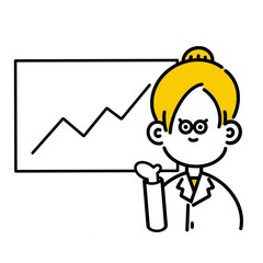 グラフを見せてプレゼンする若手ビジネスマン女性　 young female worker icon
