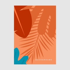  wallpapers with tropical leaves and plants in minimal simple.Vector abstract backgrounds .banners, posters, cover design templates, social media stories.