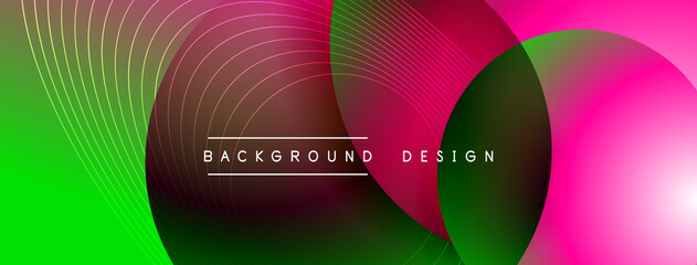 Gradient circles with shadows. Vector techno abstract background. Modern overlapping forms wallpaper background, design template