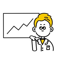グラフを見せてプレゼンする若手ビジネスマン男性　 young male worker icon