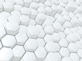 3D abstract background with glossy extruding hexagons