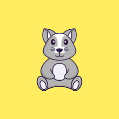 Cute rat is sitting. Animal cartoon concept isolated. Can used for t-shirt, greeting card, invitation card or mascot. Flat Cartoon Style