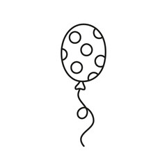 Hand drawn polka dot balloon. Children drawing. Isolated vector illustration in doodle style on white background.