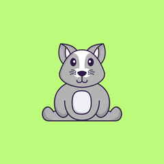Cute rat is sitting. Animal cartoon concept isolated. Can used for t-shirt, greeting card, invitation card or mascot. Flat Cartoon Style