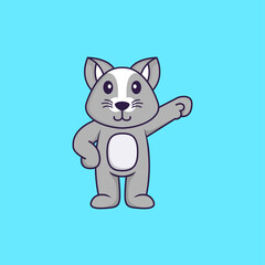 Cute rat hero. Animal cartoon concept isolated. Can used for t-shirt, greeting card, invitation card or mascot. Flat Cartoon Style