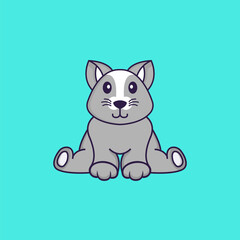 Cute rat is sitting. Animal cartoon concept isolated. Can used for t-shirt, greeting card, invitation card or mascot. Flat Cartoon Style