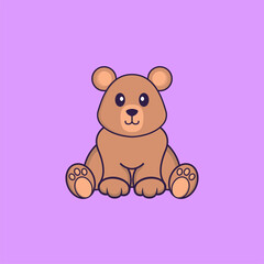 Obraz premium Cute rat is sitting. Animal cartoon concept isolated. Can used for t-shirt, greeting card, invitation card or mascot. Flat Cartoon Style