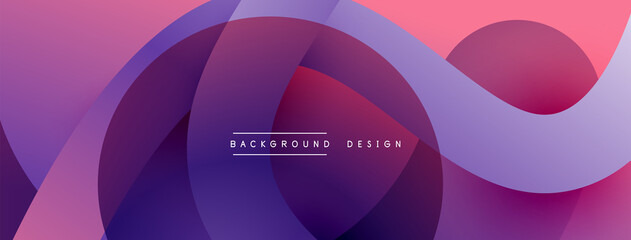 Abstract overlapping lines and circles geometric background with gradient colors