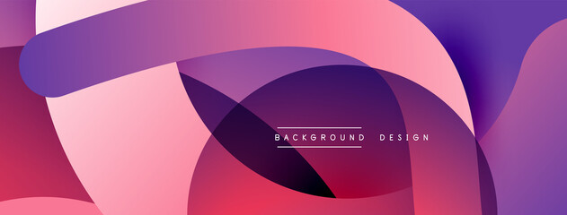 Abstract overlapping lines and circles geometric background with gradient colors