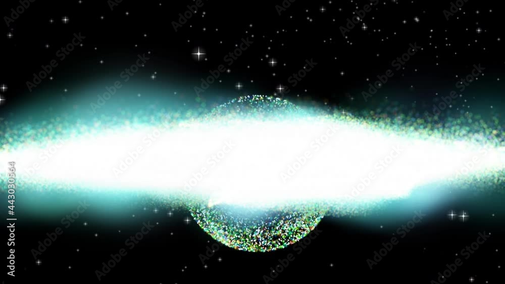 Canvas Prints an abstract stellar stream against the background of the planet, which is covered by a growing cosmi