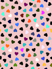 Fototapeta na wymiar pattern seamless abstract heart vector violet green paint cute pink template illustration art painting print wallpaper