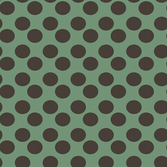 Brown dots on green background vector seamless repeat pattern print