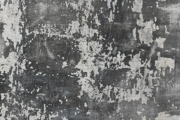 abstract gray painted old wall for background or texture, peeling paint and stucco with cracks like grunge style