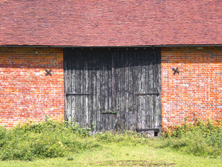 Old red barn in the New Forest, England