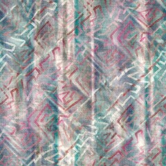 Seamless pastel batik pattern swatch for print with abstract hand drawn motifs. High quality illustration. Sophisticated streaky texture that resembles traditional asian fabric painting techniques. 