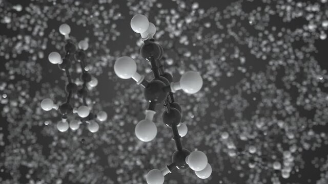 1,2-dimethylbenzene molecule. Conceptual molecular model. Chemical looping 3d animation