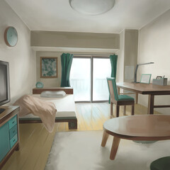 一人暮らしの部屋／イラスト背景