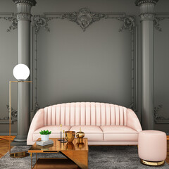 Modern Classic living room design and  Interior Decorating ideas,3d rendering,3d illustration