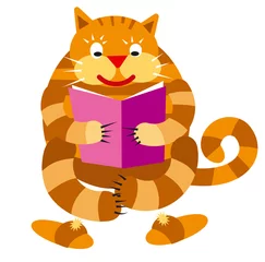 Foto op Plexiglas cat reading the book © Oleg