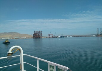 View from the ship to the Caspian coast
